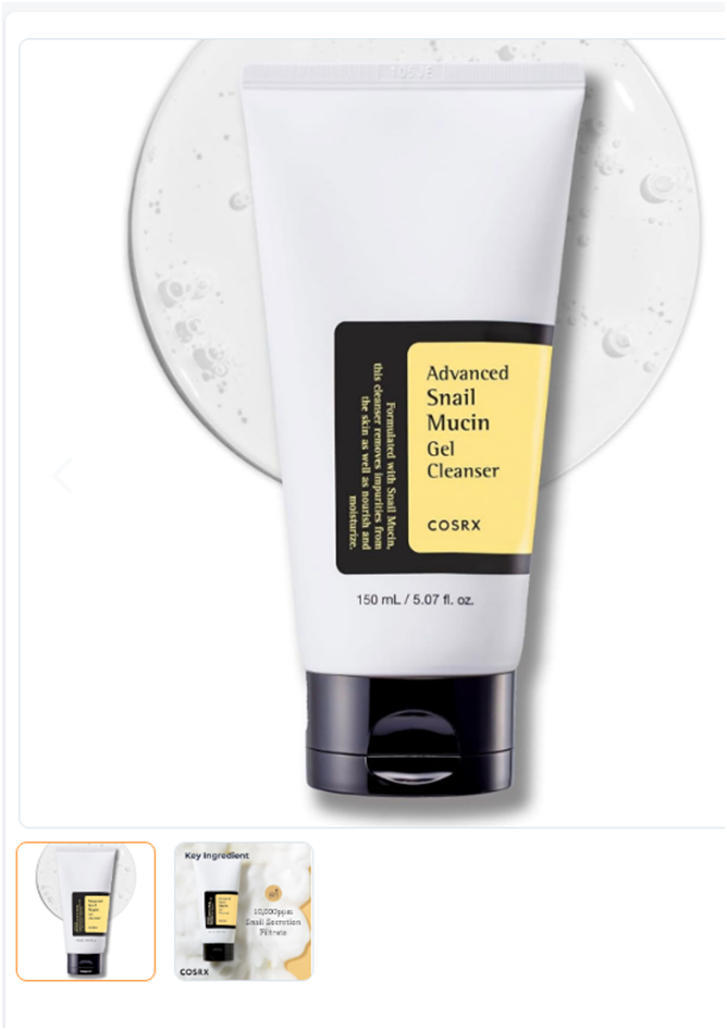 🐌✨Limpiador Facial de Mucina de Caracol - COSRX Advanced Snail Mucin Gel Cleanser (150ml)🐌✨